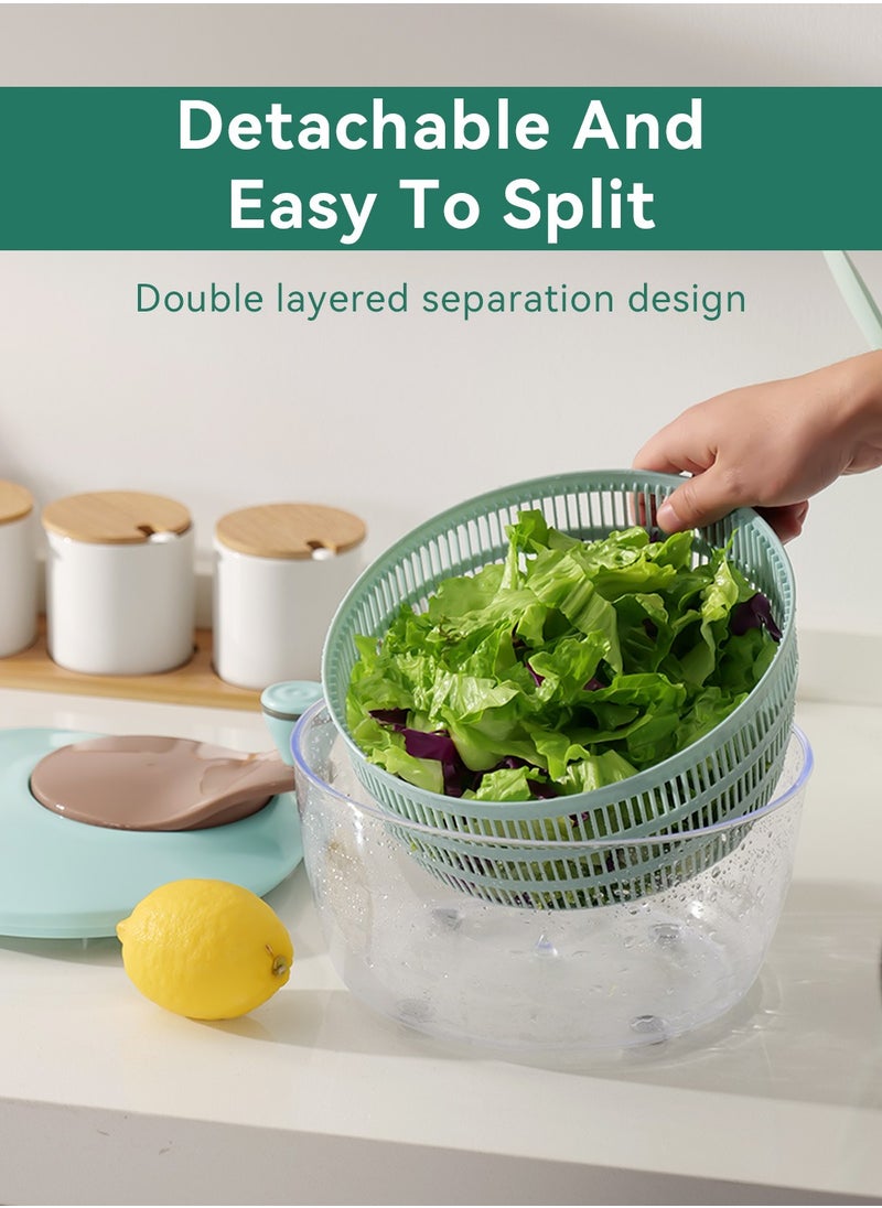 LEOKOR - Salad Spinner, Multifunction Fruit Cleaner Drainer, 4L Vegetable Dryer with Drain, Bowl, Colander, Manual Salad Spinner and Drain Lettuce Quick Spinner, BPA Free - Image 1