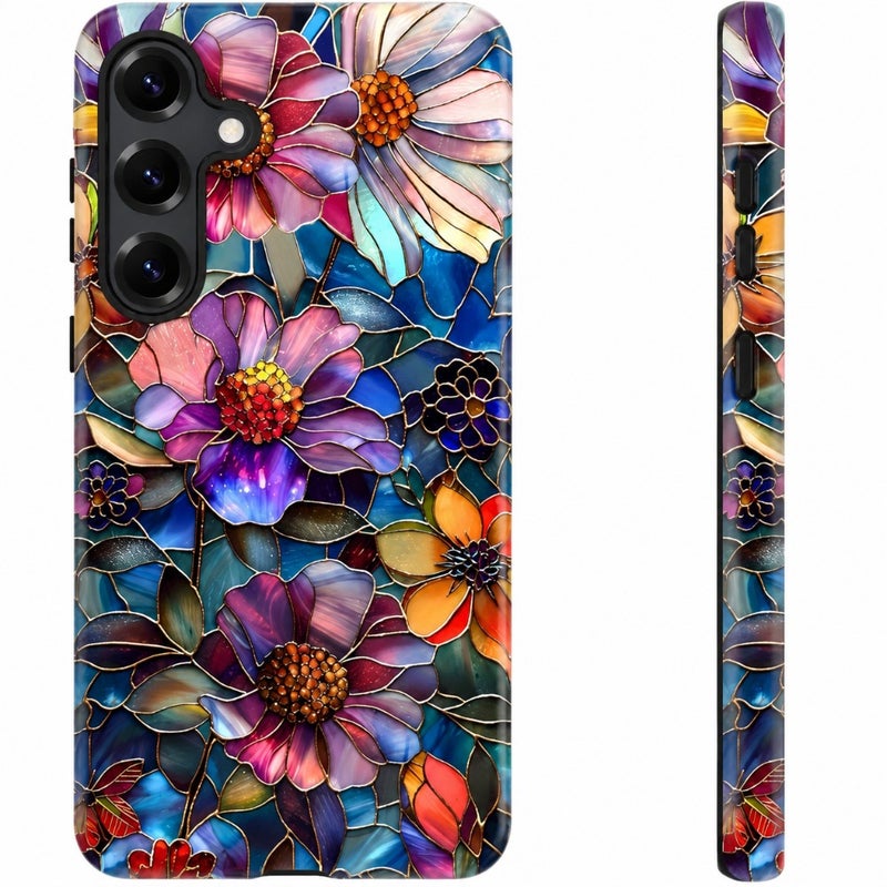 for S25 Plus Case, Floral Wildflower Y2K Aesthetic Glossy Dual Layer Hard PC + Silicone Protective Cover with Wireless Charging Support - Image 1
