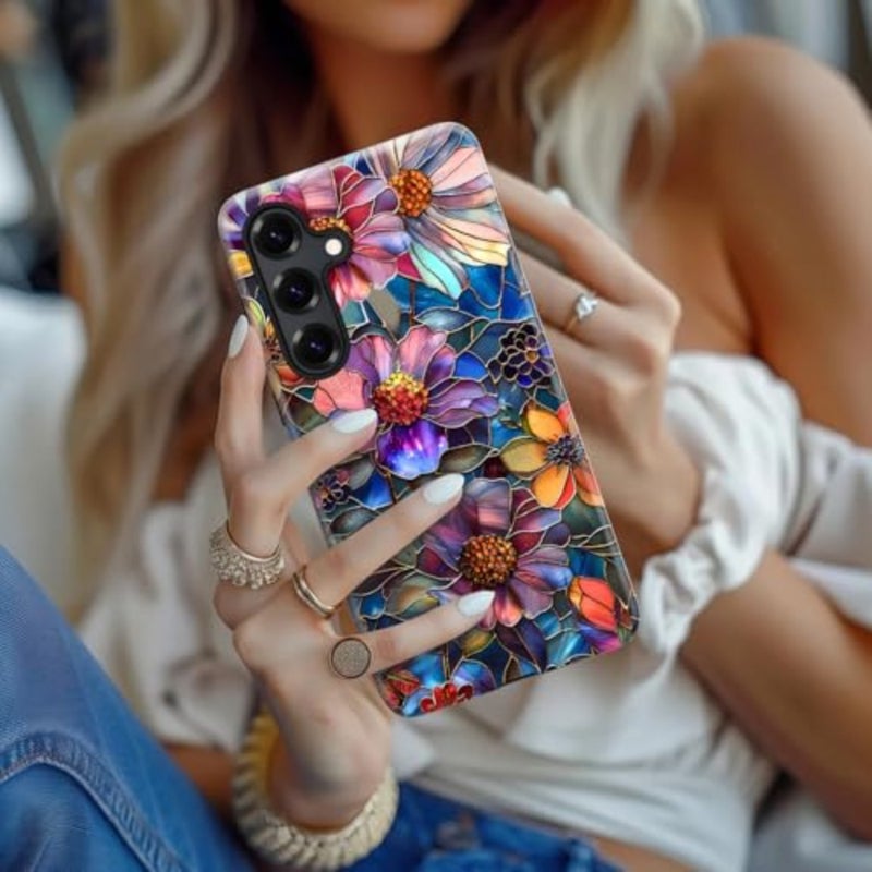 for S25 Plus Case, Floral Wildflower Y2K Aesthetic Glossy Dual Layer Hard PC + Silicone Protective Cover with Wireless Charging Support - Image 4