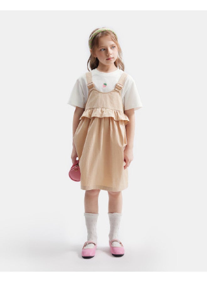 مكد Mqd مجموعة من قطعتين للبنات: تي شوت صيفي لطيف وبلومينج أوفيرول - Image 1