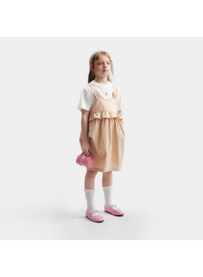 مكد Mqd مجموعة من قطعتين للبنات: تي شوت صيفي لطيف وبلومينج أوفيرول - Image 4