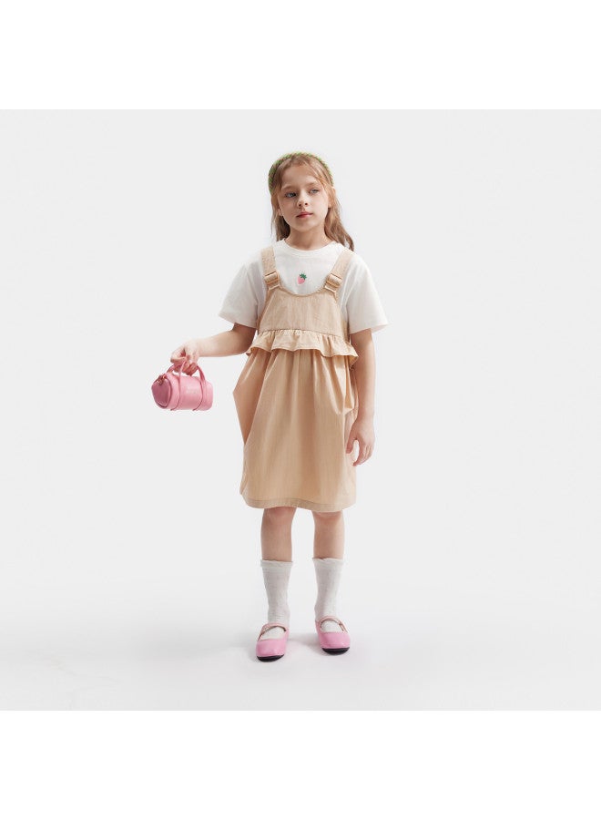 مكد Mqd مجموعة من قطعتين للبنات: تي شوت صيفي لطيف وبلومينج أوفيرول - Image 5