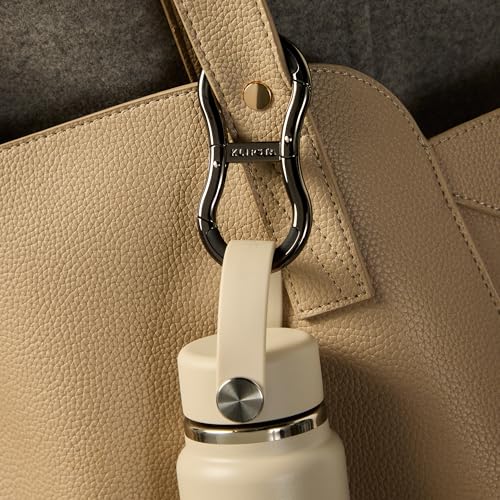 KLIPSTA LINK Connector Clip. Women’s Keychain Clip, Fashion Carabiner, Bag Hook for Purses & Tote Bags. 2 Secure Hooks, Holds 22lbs. Purse Accessories, Gifts for Women (Chrome Black) - Image 2