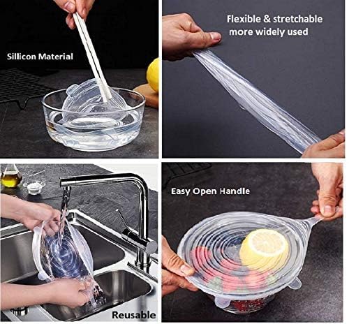 Silicone Stretch Lids, BPA Free Silicone Stretchable Food Covers, Reusable Durable Lid for Bowls, Cans and Mugs, Microwave Safe  - Image 3