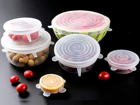 Silicone Stretch Lids, BPA Free Silicone Stretchable Food Covers, Reusable Durable Lid for Bowls, Cans and Mugs, Microwave Safe  - Image 1