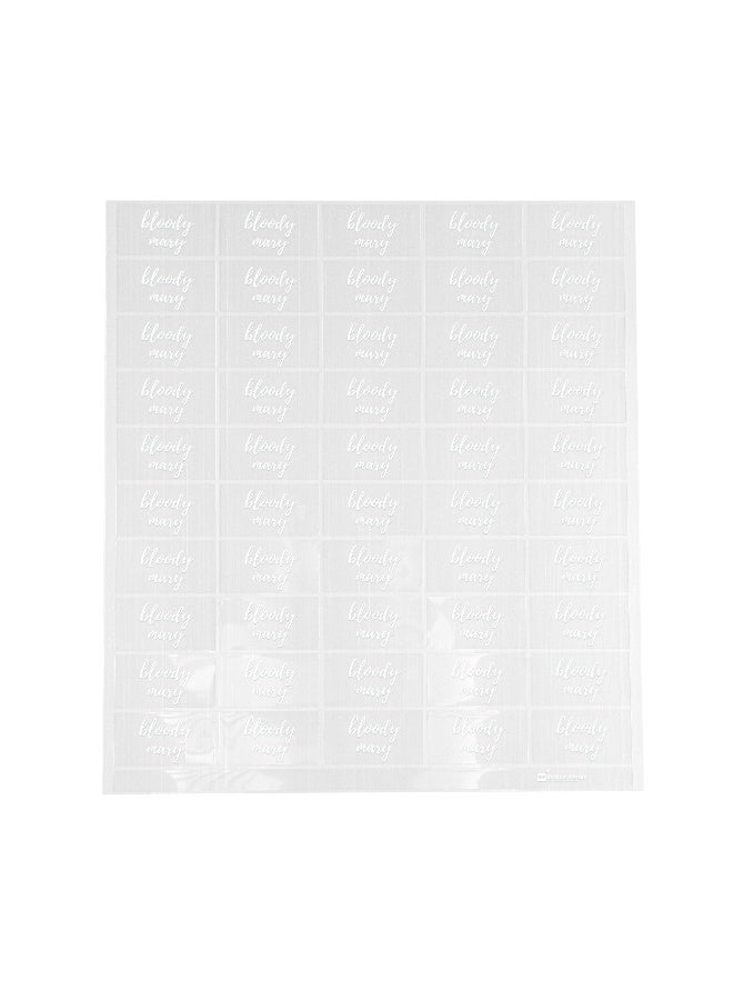 Restaurantware 1.9 x 1 Inch Bloody Mary Juice Bottle Labels, 100 Self-Adhesive Labels For Bottles - Resists Condensation, For Drink Pouches, Clear With White Font Plastic Water-Resistant Labels  - Image 2