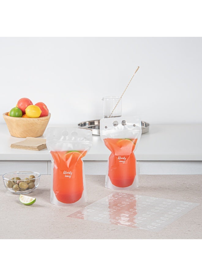 Restaurantware 1.9 x 1 Inch Bloody Mary Juice Bottle Labels, 100 Self-Adhesive Labels For Bottles - Resists Condensation, For Drink Pouches, Clear With White Font Plastic Water-Resistant Labels  - Image 4