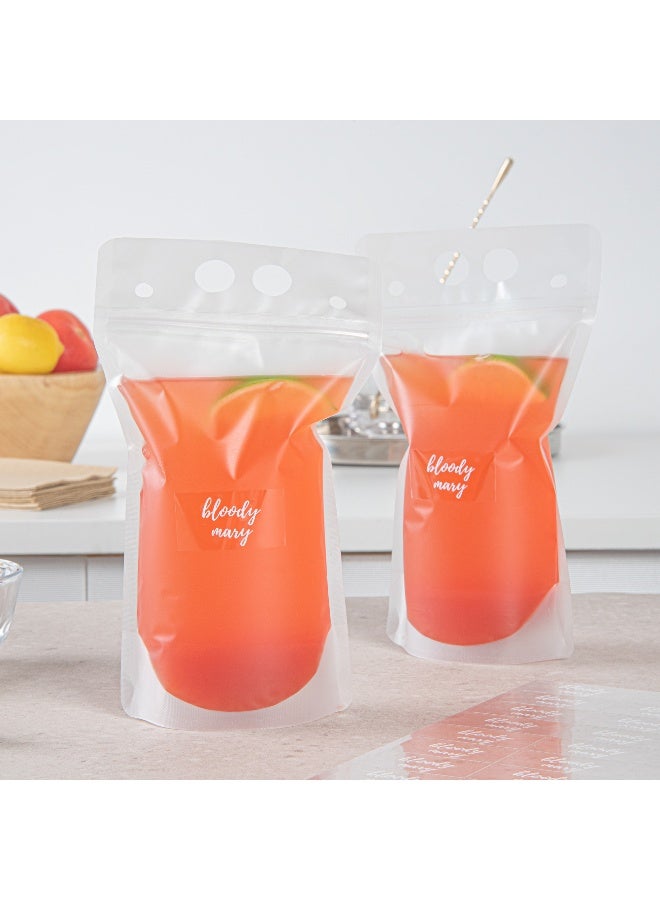 Restaurantware 1.9 x 1 Inch Bloody Mary Juice Bottle Labels, 100 Self-Adhesive Labels For Bottles - Resists Condensation, For Drink Pouches, Clear With White Font Plastic Water-Resistant Labels  - Image 3