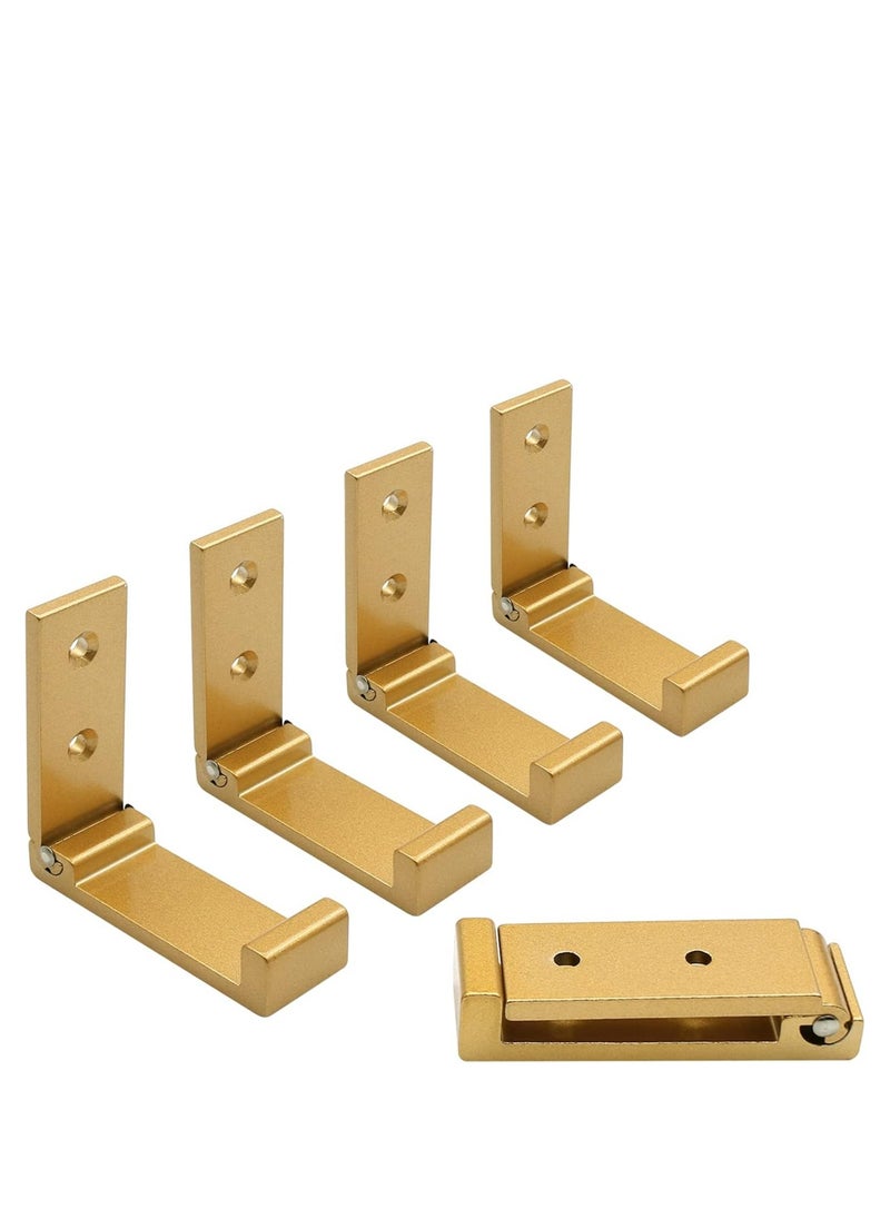 Oasisgalore 5 Pcs Folding Coat Hooks, Wall Hanging Hooks，Aluminium Alloy Folding Clothes Hook Single Towel Hook for Bathroom, Bedroom (Golden)  - Image 1