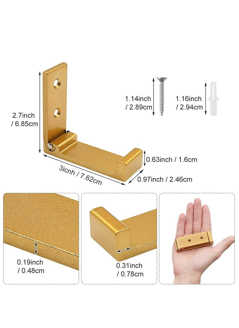 Oasisgalore 5 Pcs Folding Coat Hooks, Wall Hanging Hooks，Aluminium Alloy Folding Clothes Hook Single Towel Hook for Bathroom, Bedroom (Golden)  - Image 3