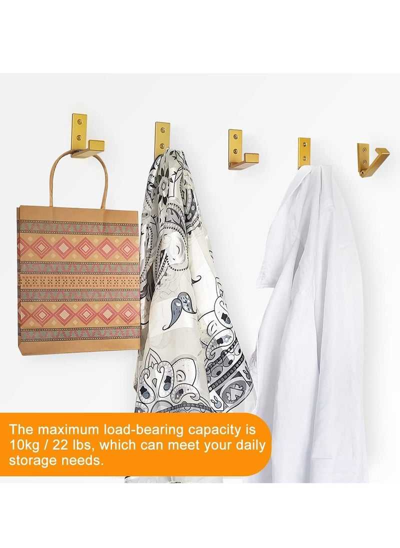 Oasisgalore 5 Pcs Folding Coat Hooks, Wall Hanging Hooks，Aluminium Alloy Folding Clothes Hook Single Towel Hook for Bathroom, Bedroom (Golden)  - Image 5