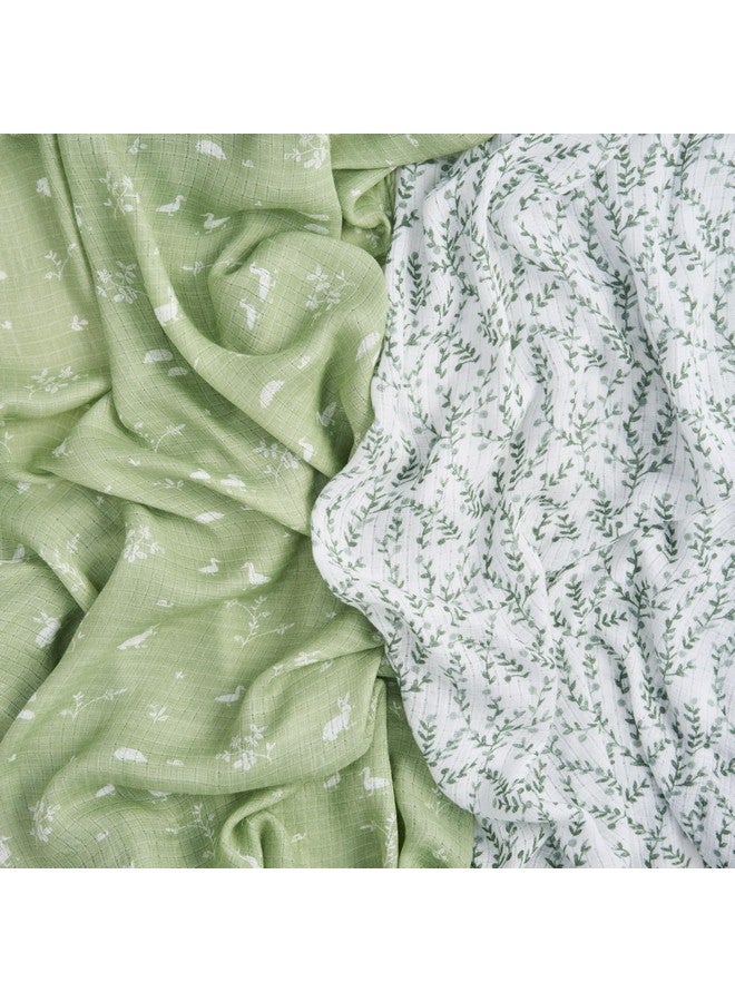 aden + anais Essentials Silky Soft Bamboo Muslin Swaddle, Breathable Baby Blanket, Ideal for Boys, Girls, Newborns, Babies & Infants, Receiving Blanket, Lightweight Wrap, 2 Pack, Nature Friends - Image 4