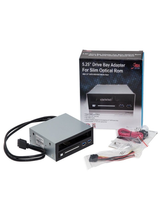 Syba 5.25" Bay Adapter for Slim Optical Drive, 2.5" Trayless Rack for Hard Drives HDD SSD, USB Hub - SY-MRA55005 - Image 2