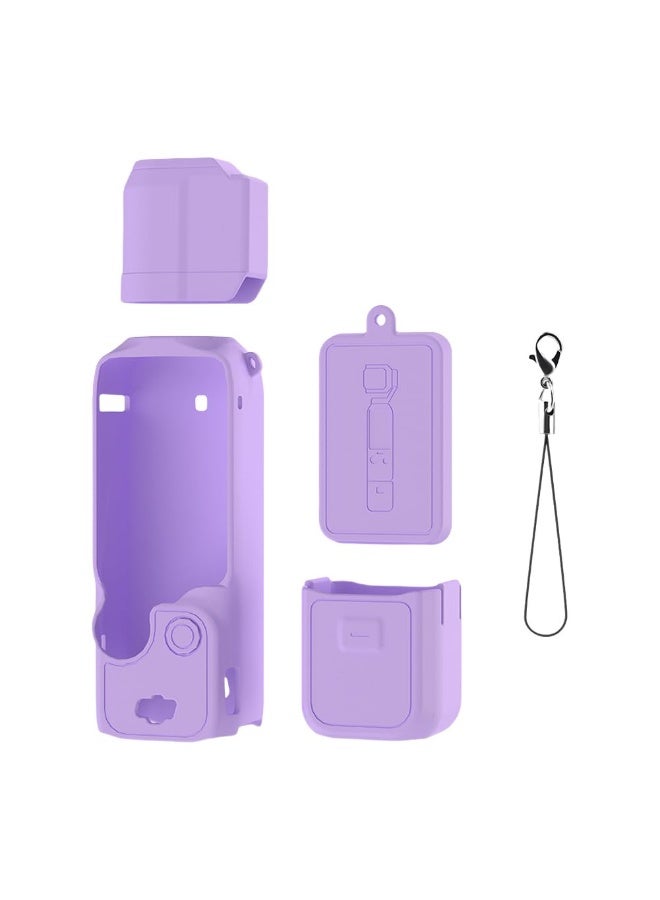 Silicone Protective Case for DJI OSMO Pocket 3, Protective Cover Handheld Gimbal Action Camera Accessories, Full Protection, Camera Lens Cover, for Osmo Pocket 3 Accessories Protector (Purple) - Image 1