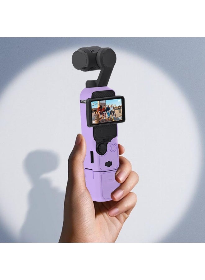 Silicone Protective Case for DJI OSMO Pocket 3, Protective Cover Handheld Gimbal Action Camera Accessories, Full Protection, Camera Lens Cover, for Osmo Pocket 3 Accessories Protector (Purple) - Image 5