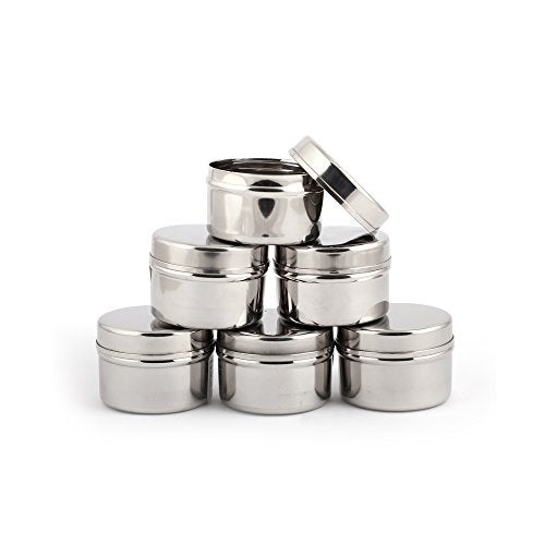 coconut Stainless Steel Multipurpose Storage Dabba Set for Spices, Dry Fruits | Round Containers for Kitchen | Small Masala Box | Set of 6 - Image 4