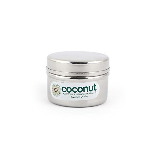 coconut Stainless Steel Multipurpose Storage Dabba Set for Spices, Dry Fruits | Round Containers for Kitchen | Small Masala Box | Set of 6 - Image 5