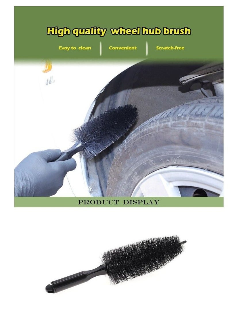 OR MENG Tire Cleaning Brush Car Wheel Cleaning Brush with Round and Pointed Head Vehicle Washing Tools Black 1 Pcs - Image 4