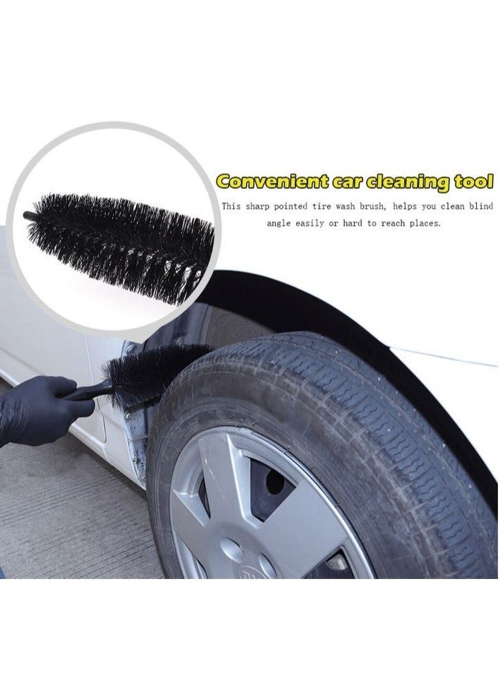 OR MENG Tire Cleaning Brush Car Wheel Cleaning Brush with Round and Pointed Head Vehicle Washing Tools Black 1 Pcs - Image 3