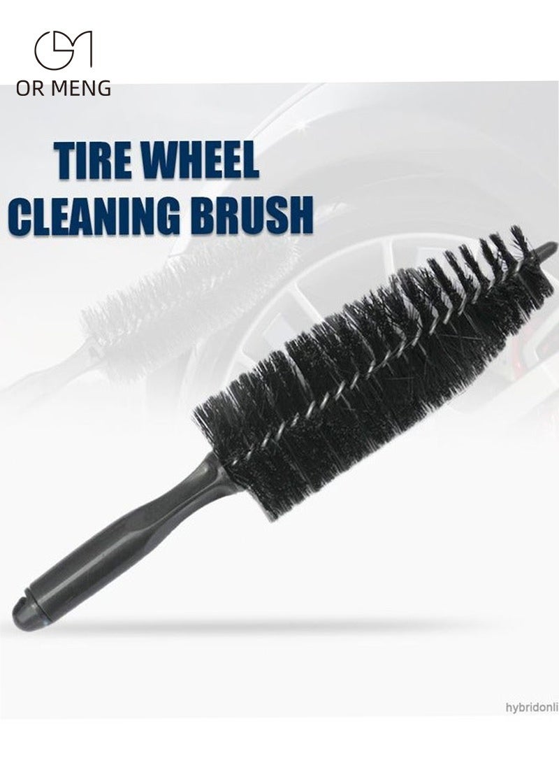 OR MENG Tire Cleaning Brush Car Wheel Cleaning Brush with Round and Pointed Head Vehicle Washing Tools Black 1 Pcs - Image 1