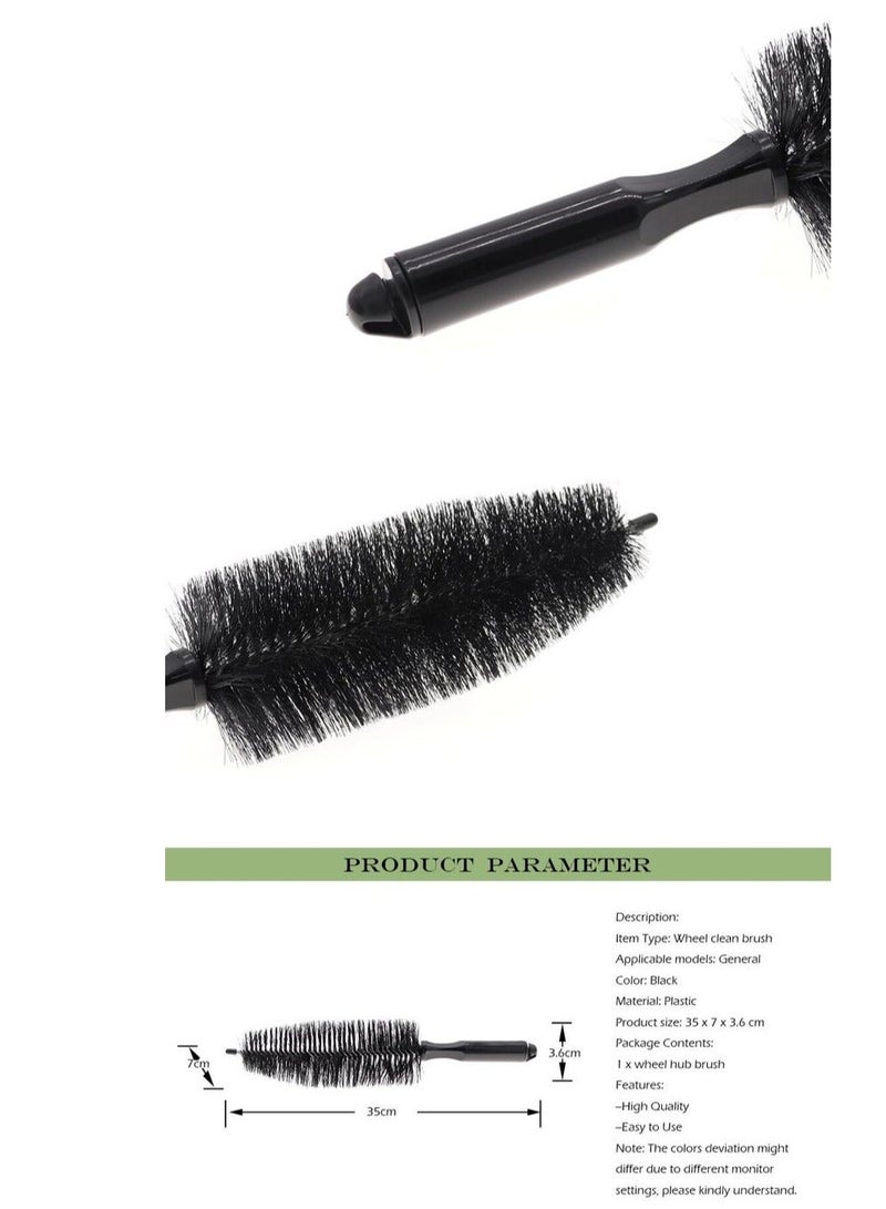 OR MENG Tire Cleaning Brush Car Wheel Cleaning Brush with Round and Pointed Head Vehicle Washing Tools Black 1 Pcs - Image 2