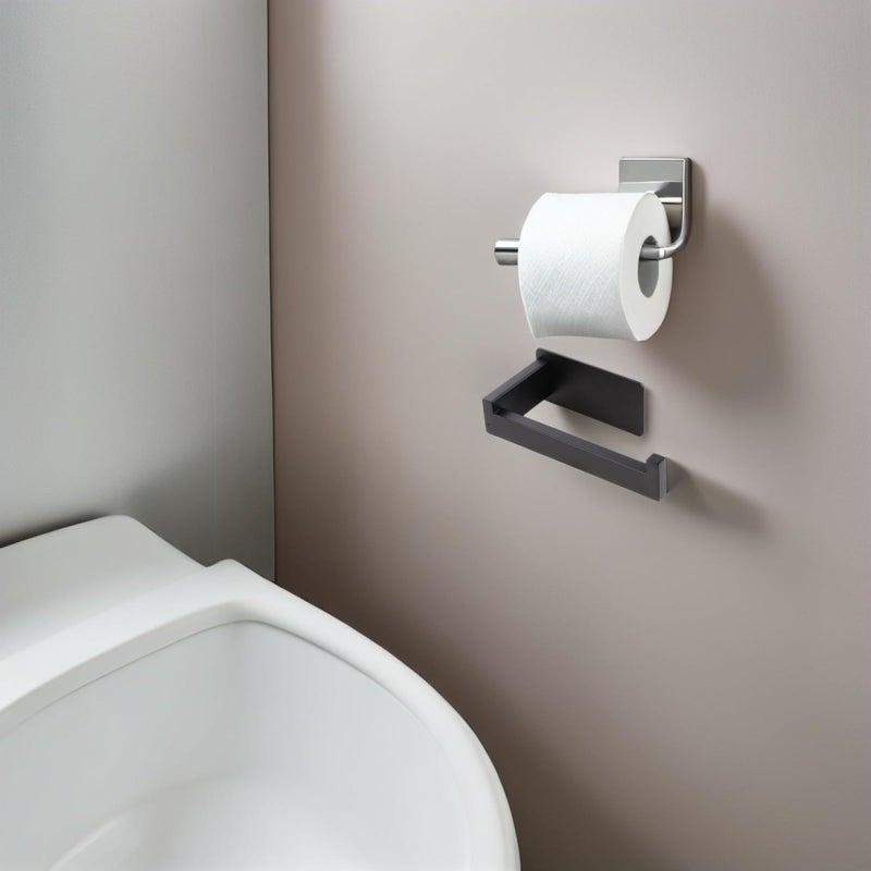 Stainless Steel Wall Mount Toilet Paper Holder Black Non Drill Adhesive - Image 5