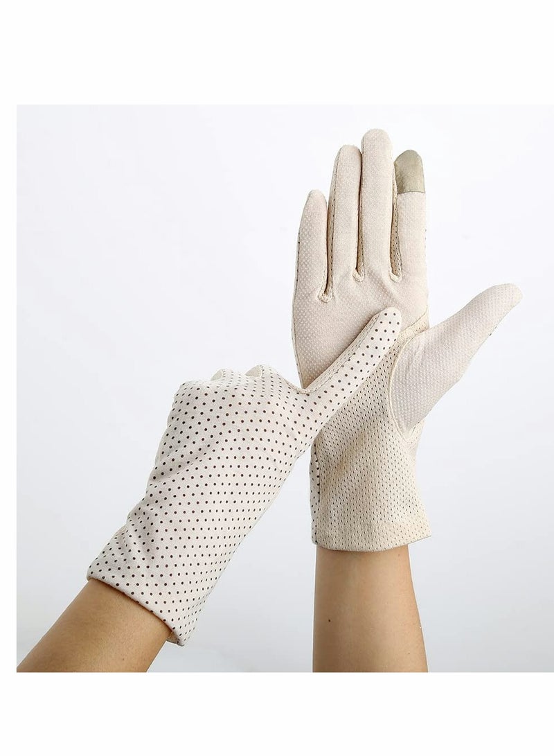 Excefore Summer Lady Cycling Anti-Skid Sun Protection Lace Gloves, Women's Thin Cotton Sunscreen Gloves for Driving Spring and Autumn - Image 1