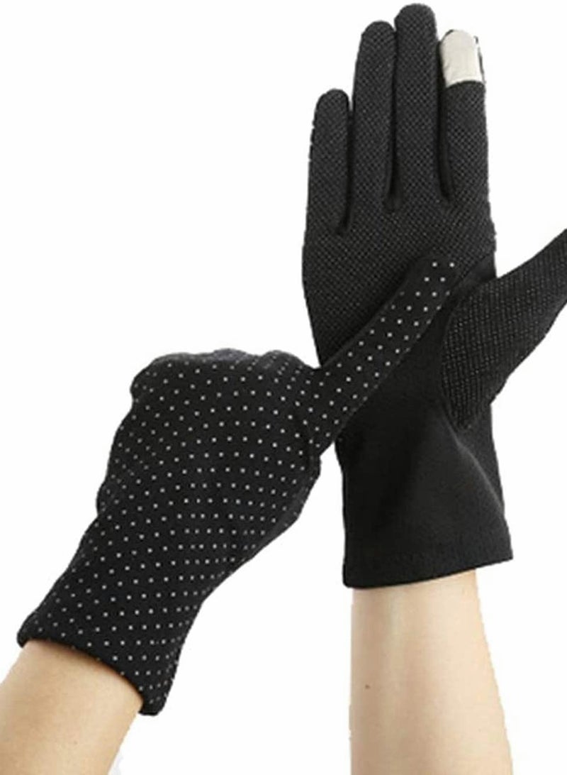 Excefore Summer Lady Cycling Anti-Skid Sun Protection Lace Gloves, Women's Thin Cotton Sunscreen Gloves for Driving Spring and Autumn - Image 4