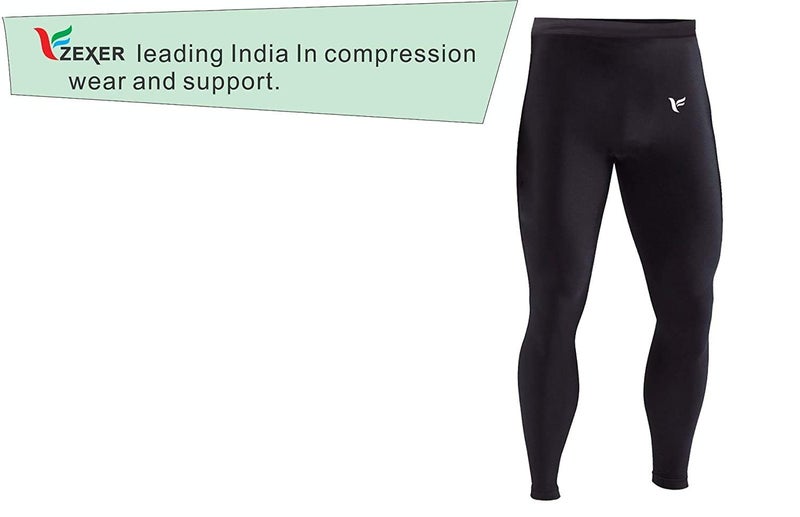 Zexer Men Compression Lower, Pants Tights for Gym Sports Training Polyester Lycra Legging (Black, X-Large) - Image 2