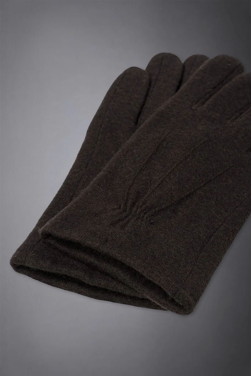 Doppelganger Brown Men's solid coloured boiled wool glove with inner fleece - Brown for Men | Best Price UAE