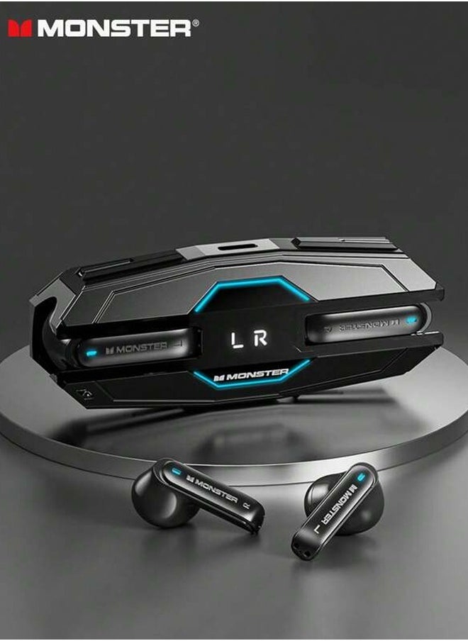 Monster - Monster XKT08 Pro Wireless Bluetooth Earbuds Gaming Headphones Deep Bass Low Latency Game Headset with Built-in Microphone Noise Canceling Black - Image 1