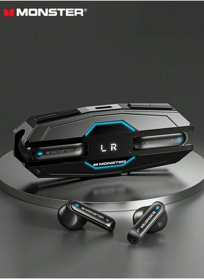 Monster - Monster XKT08 Pro Wireless Bluetooth Earbuds Gaming Headphones Deep Bass Low Latency Game Headset with Built-in Microphone Noise Canceling Black - Image 1
