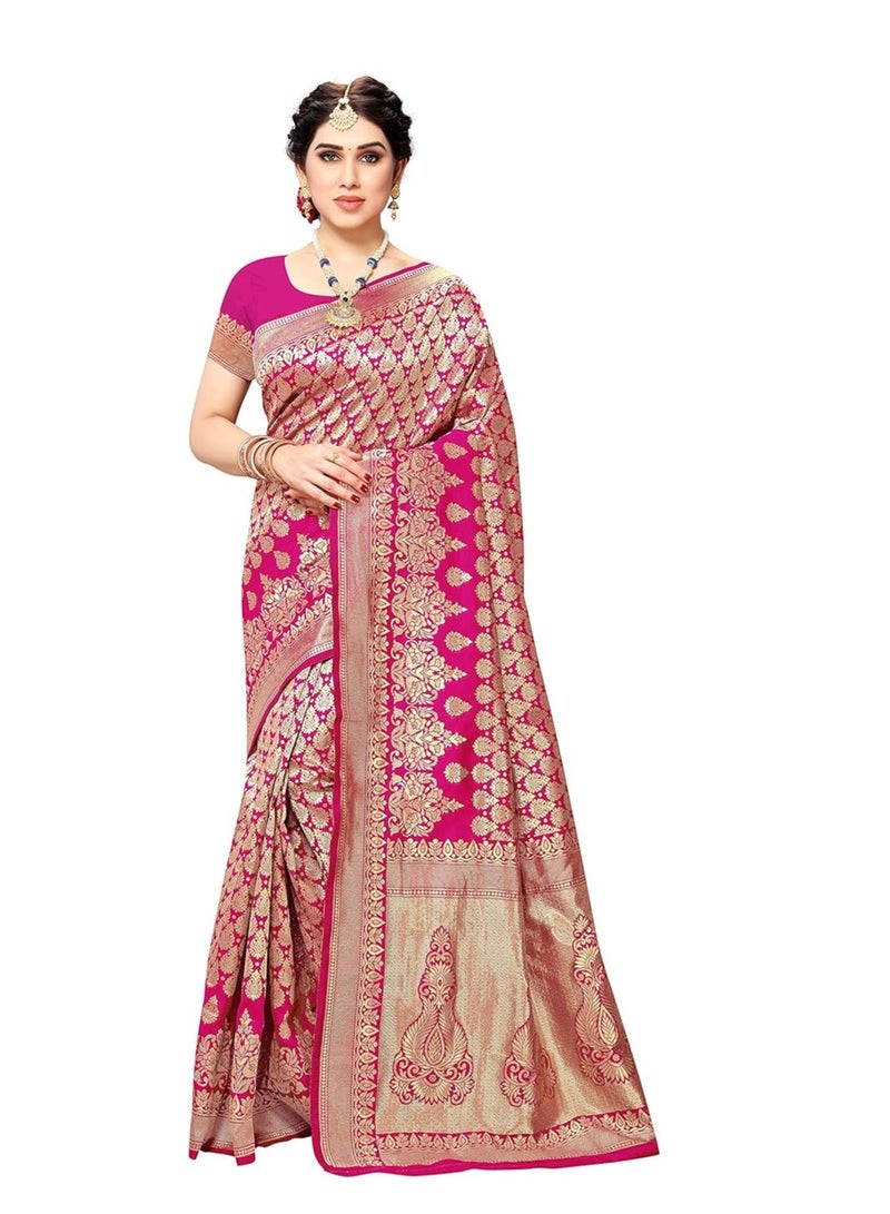 مملكة الإكسسوارات ساري حريري جاكار نسائي مع قطعة بلوزة - Image 1