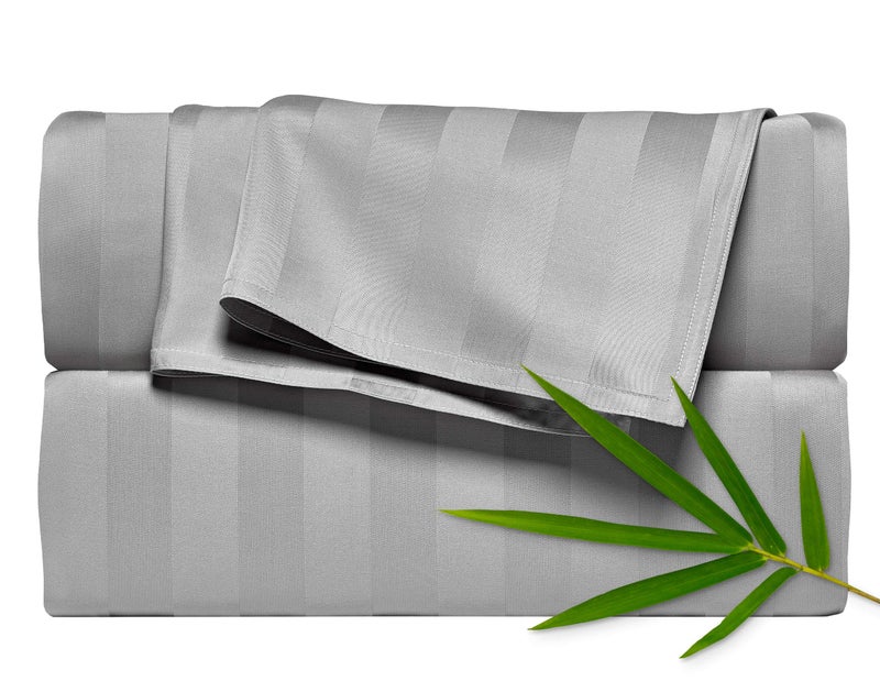 Pure Bamboo California King Sheets by Pure Bamboo  Genuine 100% Organic Viscose Derived from Bamboo Bed Sheet Set  Soft & Cooling  Double Stitching  Lifetime Quality Promise (California King  Jacquard Silver)  - Image 1