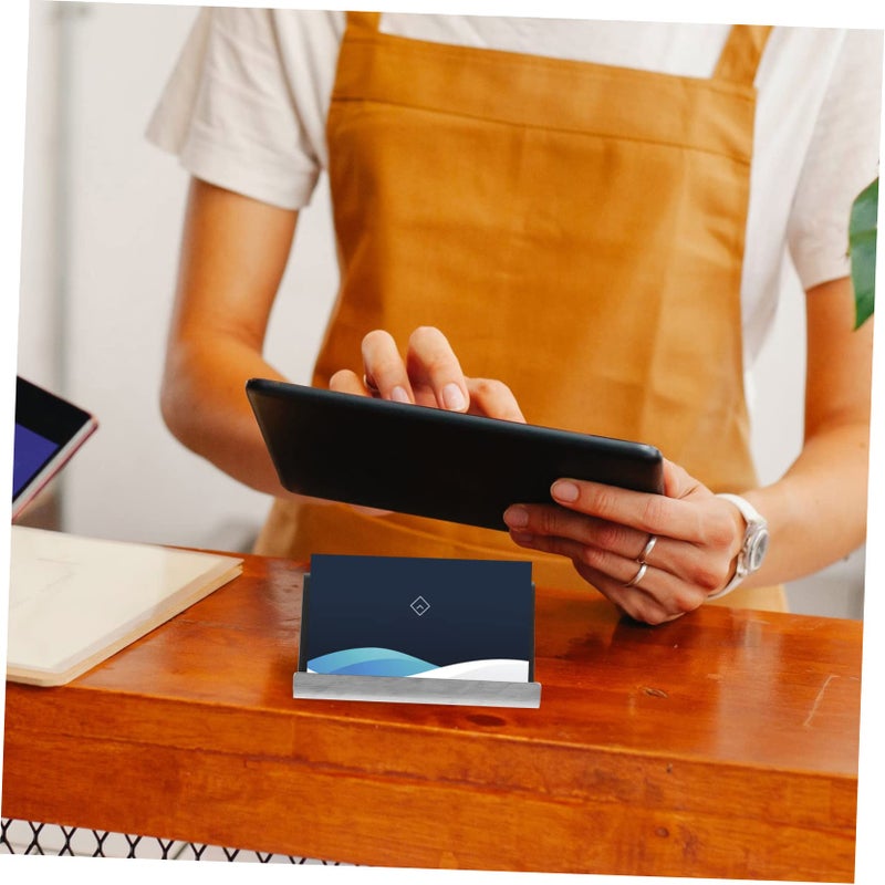 Stainless Steel Business Card Holder Desk Organizer Mirror Black Finish Office Display - Image 3
