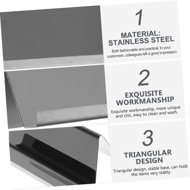 Stainless Steel Business Card Holder Desk Organizer Mirror Black Finish Office Display - Image 5