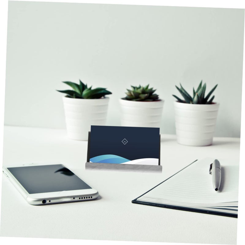 Stainless Steel Business Card Holder Desk Organizer Mirror Black Finish Office Display - Image 4