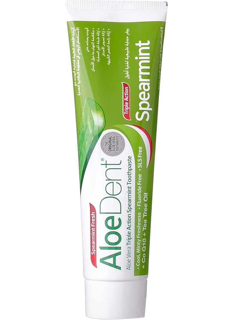 AloeDent Brush twice daily with Aloe Dent for healthy teeth and gums