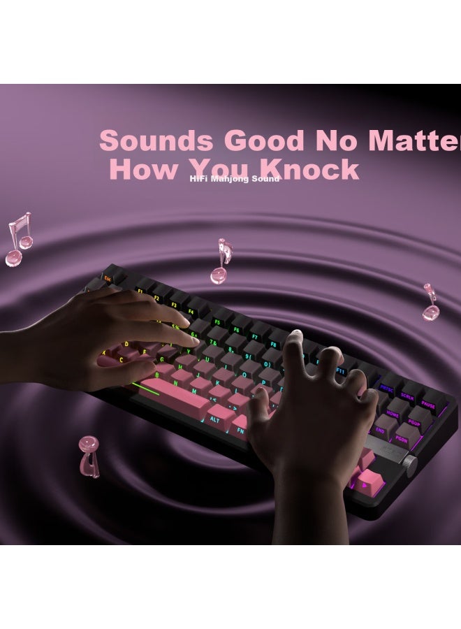 Hp Gt87 Wireless Mechanical Keyboard With Wired Bluetooth Three Modes Gasket Customized 7-Layer Full Filling Side Engraving High Value Gaming Esports Office Computer Blackberry Pink Holy Axis - Image 2