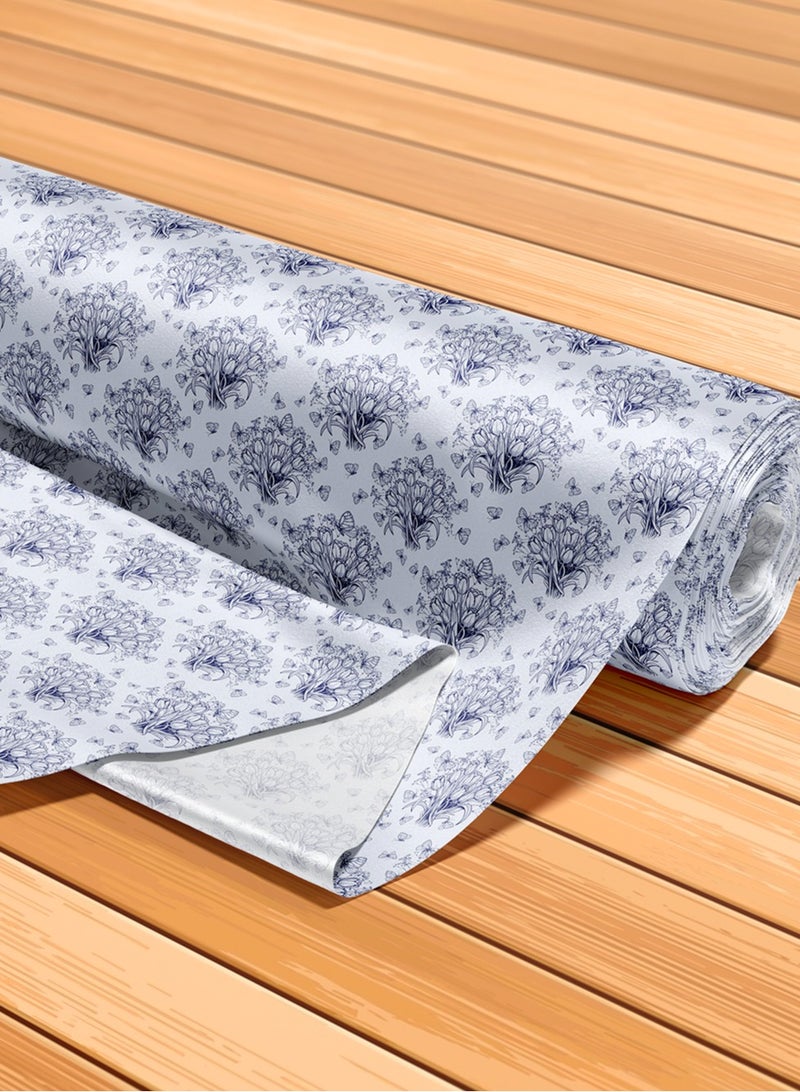 فيلاتو Ø¬Ù„Ø§Ø¨ÙŠØ© Ù…Ø®ÙˆÙŠØ± Ø¨ØªØµÙ…ÙŠÙ… Ù�Ø±Ø§Ø´Ø© Ø²Ù‡Ø±ÙŠØ© Ø²Ø±Ù‚Ø§Ø¡ Ø¨ÙŠØ¶Ø§Ø¡ Ù…Ù† Ù‚Ù…Ø§Ø´ Ø­Ø±ÙŠØ± Ø§Ù„Ù„ÙŠÙ„ Ø¹Ø±Ø§Ù…Ù†ÙŠ Ø¨Ø§Ù„ÙŠØ§Ø±Ø¯Ø©ØŒ Ø®ÙŠØ§Ø·Ø© 58 Ø¨ÙˆØµØ© Ø¹Ø±Ø¶ - Image 5