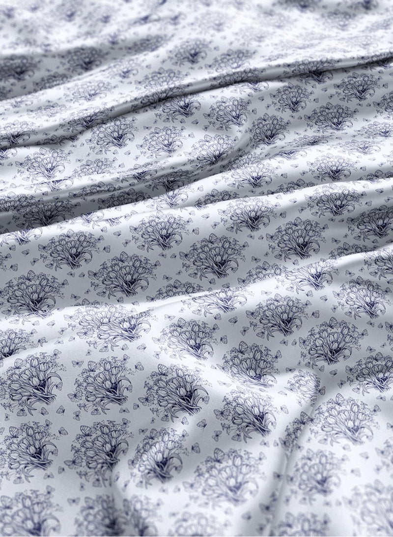 فيلاتو Ø¬Ù„Ø§Ø¨ÙŠØ© Ù…Ø®ÙˆÙŠØ± Ø¨ØªØµÙ…ÙŠÙ… Ù�Ø±Ø§Ø´Ø© Ø²Ù‡Ø±ÙŠØ© Ø²Ø±Ù‚Ø§Ø¡ Ø¨ÙŠØ¶Ø§Ø¡ Ù…Ù† Ù‚Ù…Ø§Ø´ Ø­Ø±ÙŠØ± Ø§Ù„Ù„ÙŠÙ„ Ø¹Ø±Ø§Ù…Ù†ÙŠ Ø¨Ø§Ù„ÙŠØ§Ø±Ø¯Ø©ØŒ Ø®ÙŠØ§Ø·Ø© 58 Ø¨ÙˆØµØ© Ø¹Ø±Ø¶ - Image 3