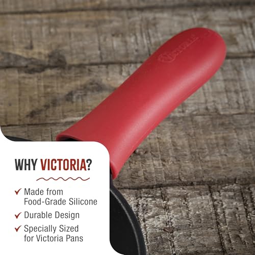 VICTORIA Premium Silicone Handle Holder – Large Size Heat-Resistant Handle Grip for Cast Iron Skillets (10"–12"), Red, Slip-Resistant Design, Oven-Safe up to 450°F - Image 3