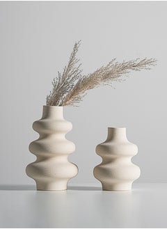 WinHolder Ceramic Vases Set 2, Modern Dried Flower Vases, Off White Round Vases, Boho Home Decor for Centerpieces Wedding Dinner Table Party Living Room Office Bedroom, Housewarming Gift  - Image 2