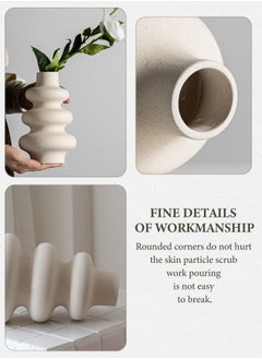WinHolder Ceramic Vases Set 2, Modern Dried Flower Vases, Off White Round Vases, Boho Home Decor for Centerpieces Wedding Dinner Table Party Living Room Office Bedroom, Housewarming Gift  - Image 4