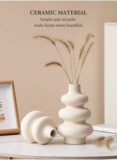 WinHolder Ceramic Vases Set 2, Modern Dried Flower Vases, Off White Round Vases, Boho Home Decor for Centerpieces Wedding Dinner Table Party Living Room Office Bedroom, Housewarming Gift  - Image 5