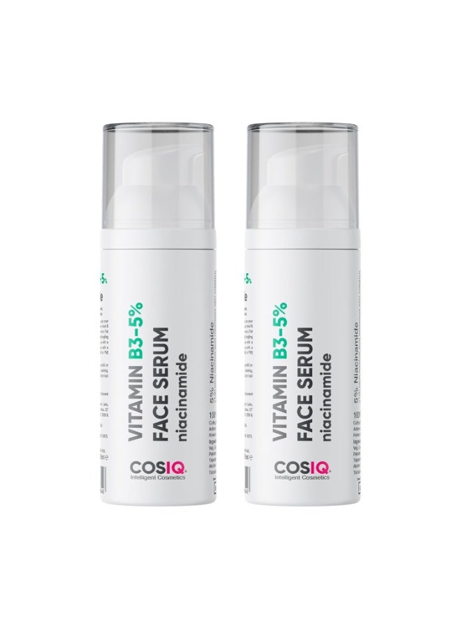 CosIQ Cos-IQ B3 5% Niacinamide Face Serum for Clear Glowing Skin, Reduces Dullness, Hydrates & Repairs Skin with Vit B3 & Hyaluronic Acid, Day & Night Serum | For Women & Men | 30ml pack of 2 - Image 1