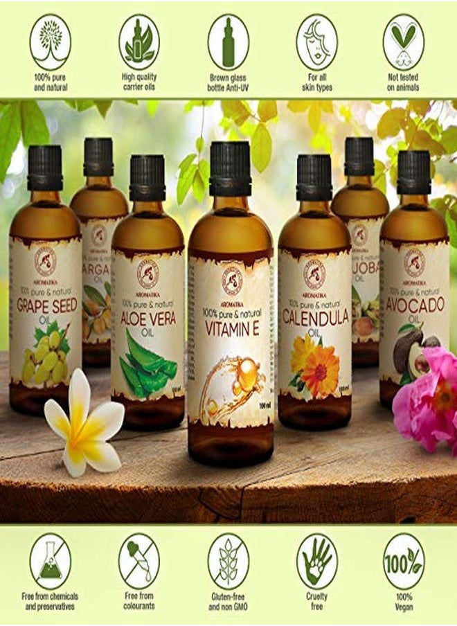 Aromatika Il E 200Ml Tocopherol 100% Natural & Pure Rich In Vitamin E Anti Aging Oil Against Wrinkles Of All Kinds Care For Face Body Care Hair Ideal For Sensitive Skin 2 Bottles Of 100 Ml  - Image 2