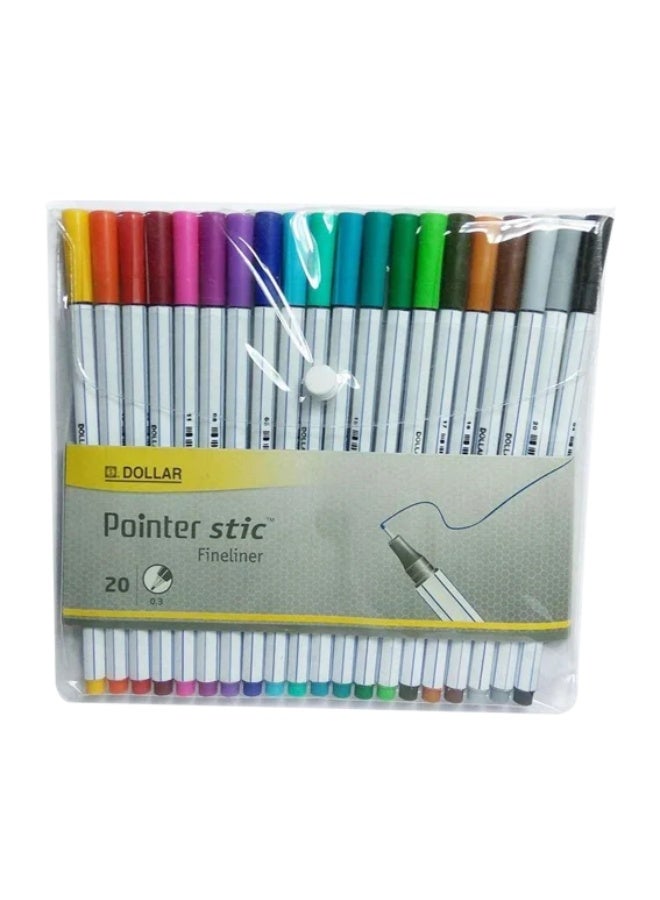 Dollar Pointer Stic Fineliner 0.3mm Assorted Color-20pcs - Image 2
