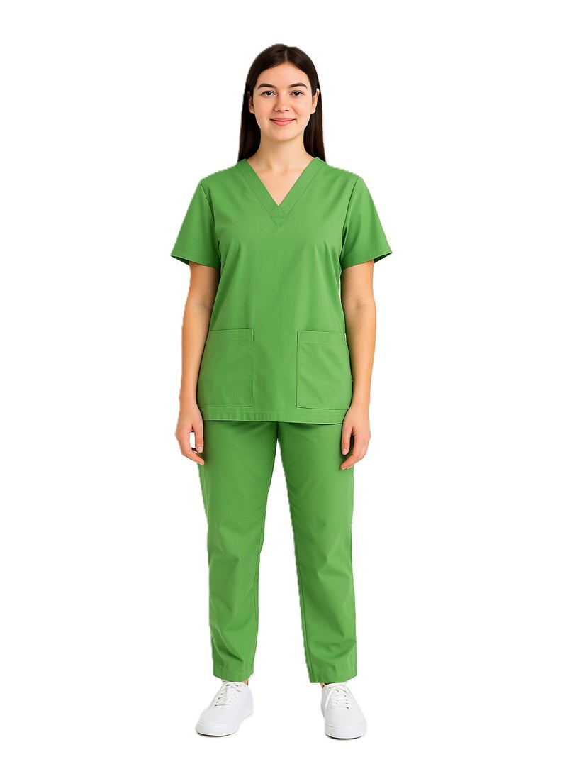 Rannah's Uniform Scrubs Medical Uniform Unisex Top and Pants Lime Green Nurse Suit Set - Image 1
