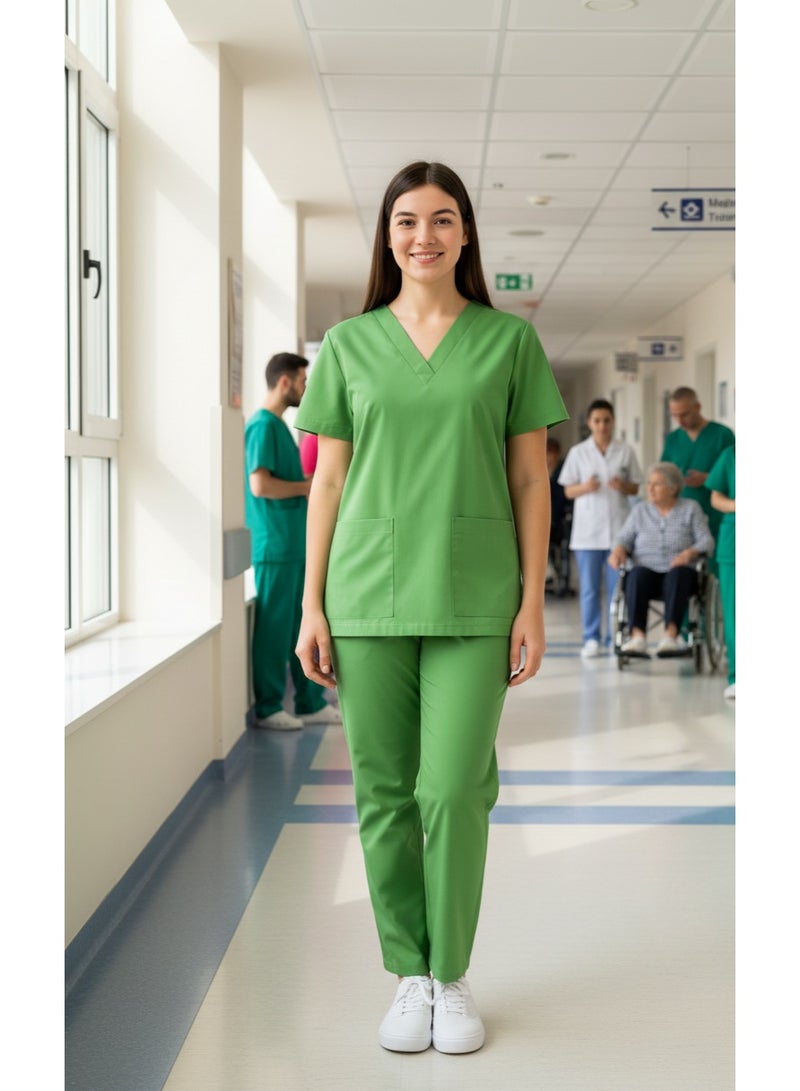 Rannah's Uniform Scrubs Medical Uniform Unisex Top and Pants Lime Green Nurse Suit Set - Image 4